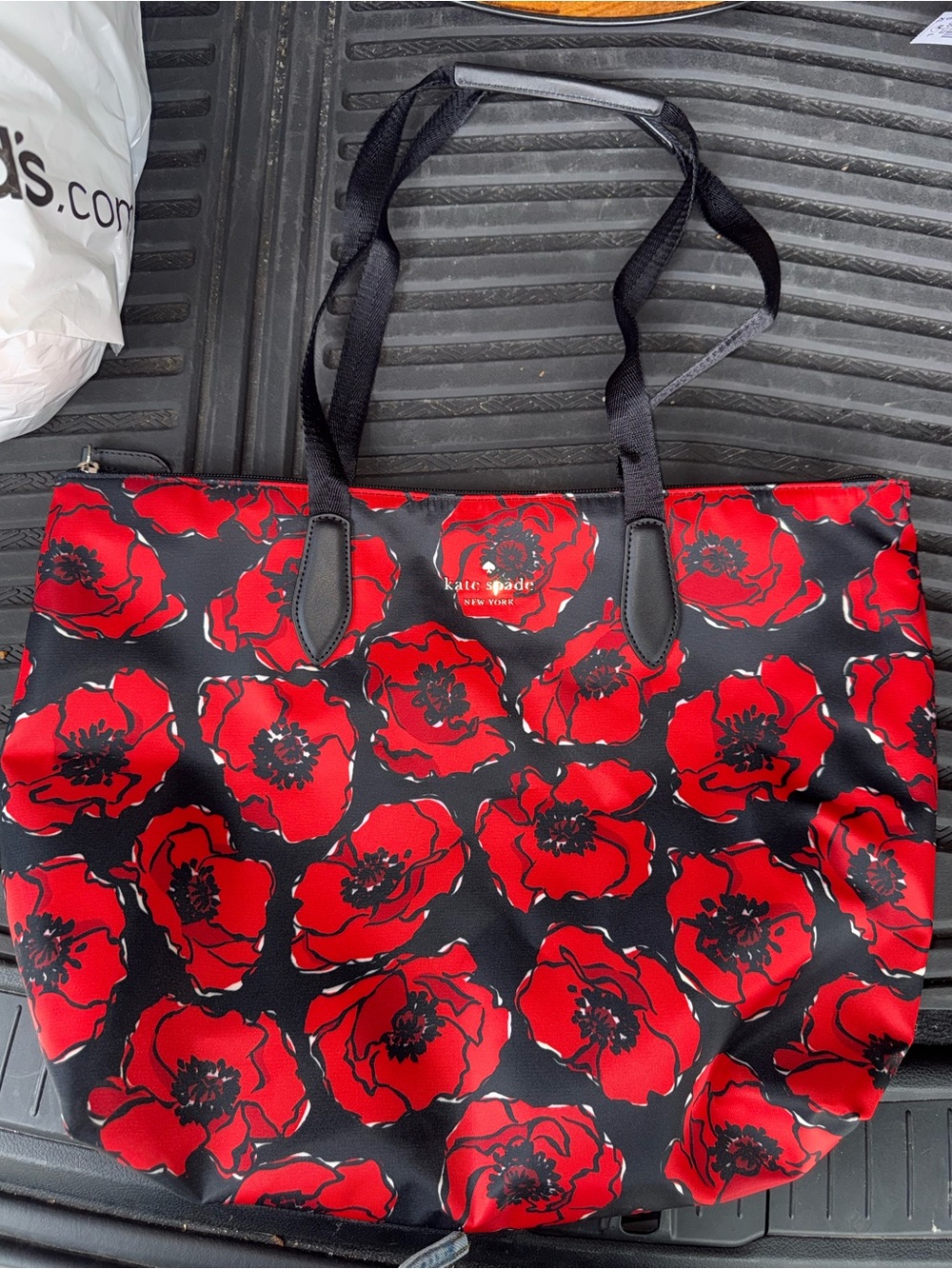 kate spade Black and Red Floral Tote